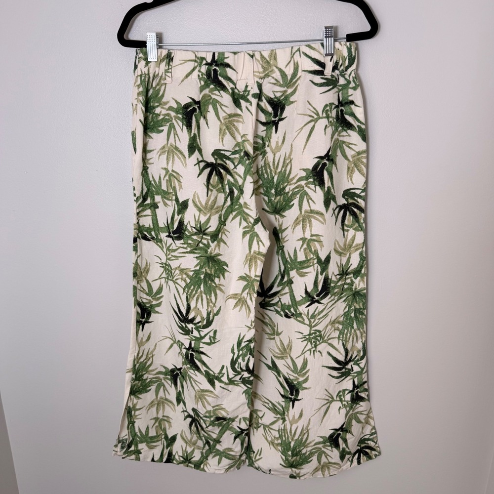 J. Jill Wide Leg Linen Blend Cropped Botanical Print Pants (Small P) Flowy Light - Picture 11 of 16